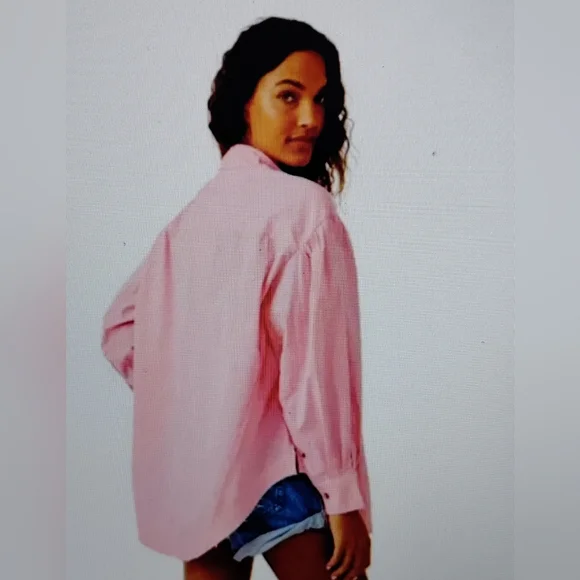 NWT - Free People - We The Free Happy Hour Poplin Top - Size M Oversize - Picture 4 of 5